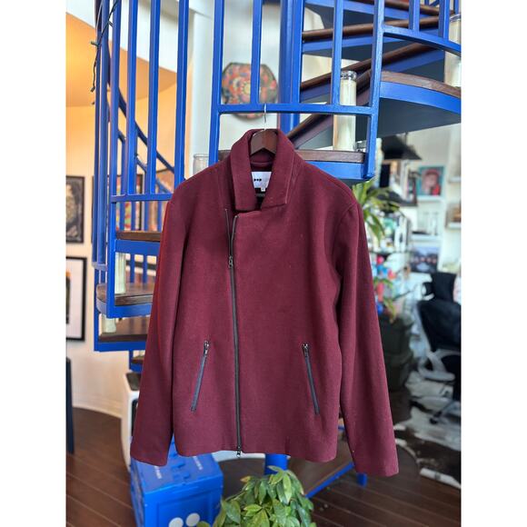 Pop Copenhagen Burgundy Wool Zip Jacket Size M